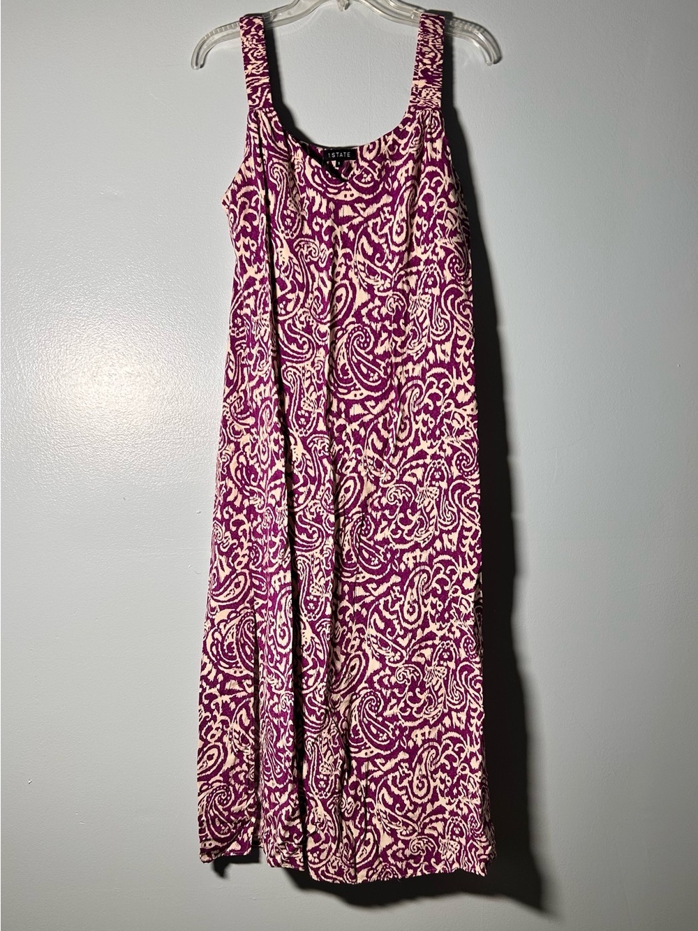 1. STATE Purple and Cream Paisley Sundress